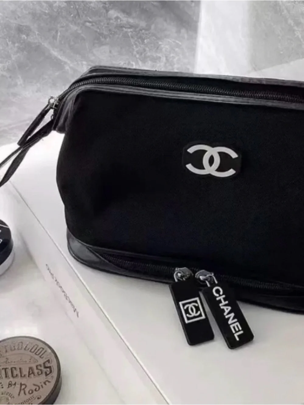 CHANEL VIP GWP nylon black cosmetic / essentials bag